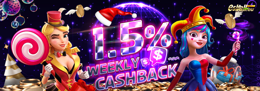 1.5% Weekly Casino Cashback Bonus For Online Casino Players