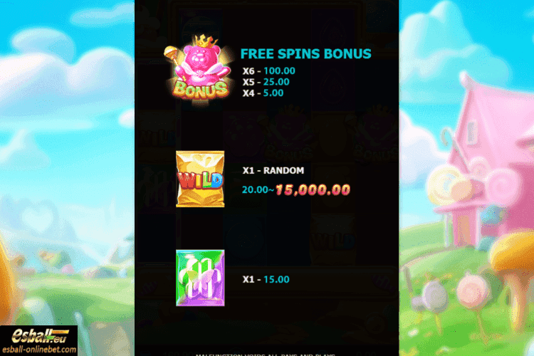 Playstar Bonus and Sugar Boom Paytable